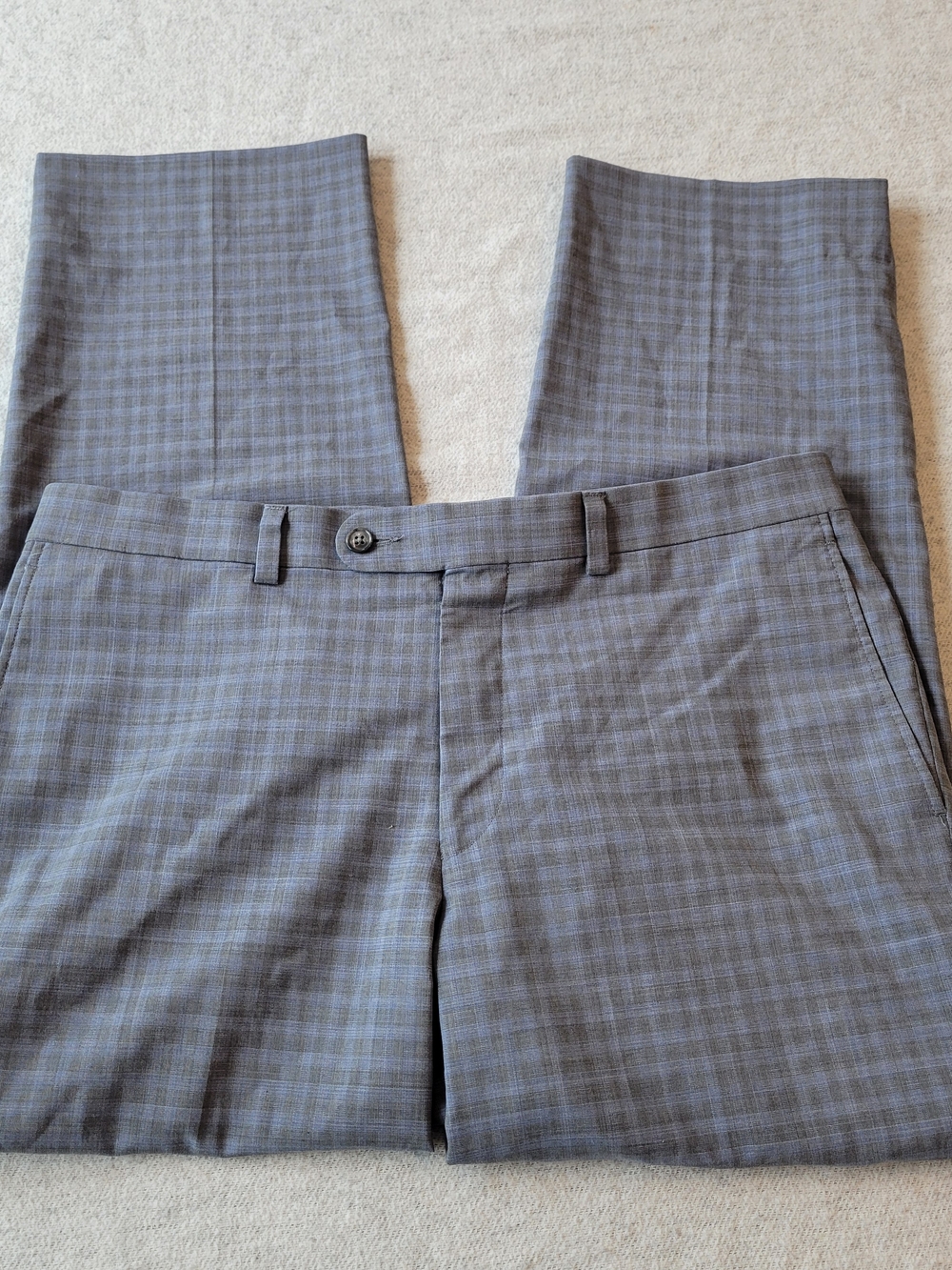Jack Victor Riviera‎ Traveler Pants Men’s 36R Gray Plaid Dress Trousers Flex